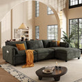 107 L Shaped Modular Sectional Cloud Couch with Pillow Deep Seat Sofa Couches for Living Room 4-Seat Modern Sofa with Movable Ottoman Comfortable Living Room Couch (Grey 107 Inch-L)