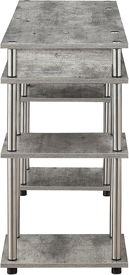 Convenience Concepts Designs2Go No Tools Desk Home Office Desk with Shelves Corner Shelf Vanity Desk Computer Desk Nail Table for Nail Tech - 47.25 L x 15.75 W x 30 H Faux Birch