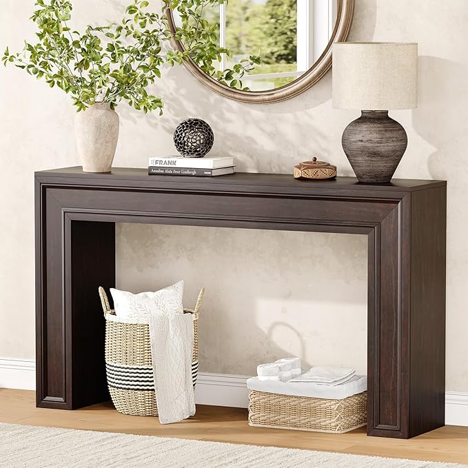 Rresyet 55 Inch Long Console Table Sofa Table Behind Sofa Wooden Entryway Table Farmhouse Entryway Table for Entry Hallway Living Room (Cherry)