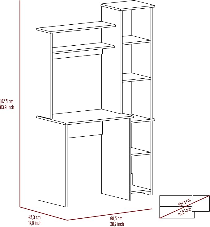 Home Office Desk Writintg Desk Two Superior Shelves Five Cubbies -Light Oak