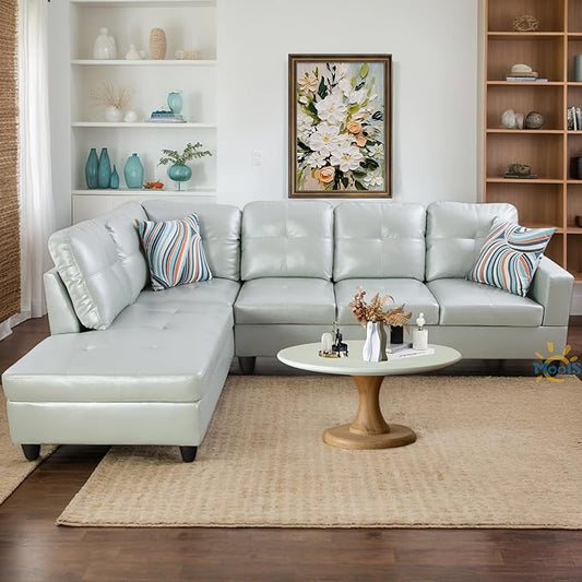 L-Shaped Combination Sofa Set Luxurious Synthetic Leather Living Room Sofa Suitable for Living Rooms Bedrooms Apartments and Offices