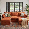 ABCASA 102.6 U Shaped Modular Sectional Couch Oversized Couch with 2 Storage Ottoman 24.5 Deep Seat Pet-Friendly Removable Backrest Cover Orange Chenille Large Couches for Living Room Bedroom