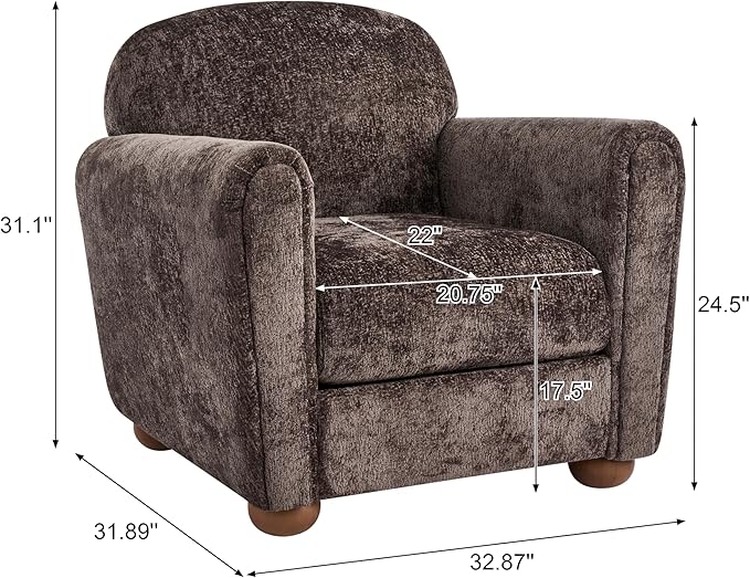 Modern Accent Chair with Sleek Lines Plush Cushioned Seat Stylish Upholstery Sturdy Wood Frame Cozy Reading Armchair for Living Room Bedroom Entryway Comfortable Lounge Chair Dark Brown