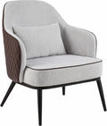 Furniture of America Dania Mid-Century Modern Tufted Faux Leather Accent Chair for Living Room Bedroom Home Office Gray