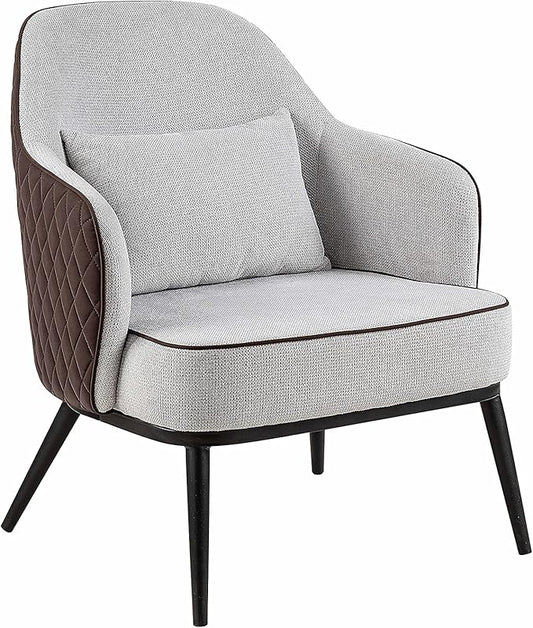 Furniture of America Dania Mid-Century Modern Tufted Faux Leather Accent Chair for Living Room Bedroom Home Office Gray