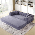 Convertible Folding Sofa Bed Corduroy Sleeper Mattress Couch with Fixed-Shape Frame Free Combination Loveseat Lounge Floor Sofa Queen Size Memory Foam Couch for Living Room Bedroom Ash Grey