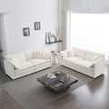 GNIXUU Oversized Modern Living Room Furniture Sets Inclued 2 Pieces loveseat Sofa Comfy Chenille Deep Seat Modular Couch Set for Living Room and Bedroom(2+2 seat Beige White)