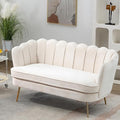 Chenille Small Sofa Couch for Small Spaces Living Room Bedroom59 Loveseat Couches with Gold Metal LegsChannel Tufted 2 Seater Sofas with Curved Back and Arms for ApartmentRV.