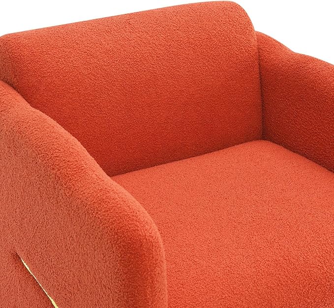 Arm Chair with Waved arms Metal Decoration on Both Side arms Accent Chair for Primary Living SpaceReading Chair Living Room Bedroom Teddy Fabric