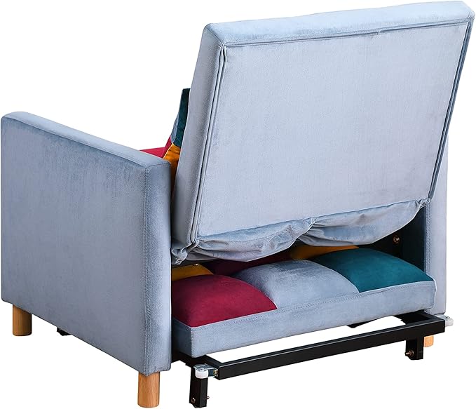 3-in-1 Convertible Chair Sleeper Sofa Bed with Adjustable Backrest Sleeper Chair Pull Out Bed for Small Space (Rainbow)