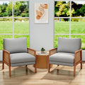 WENTMENT Rattan Accent Chairs Set of 2 Modern Armchair with Natural Rattan Armrest Upholstered Living Room Chair Comfy Single Sofa Chair for Reception Room/Hosting Room/Bedroom(Grey)
