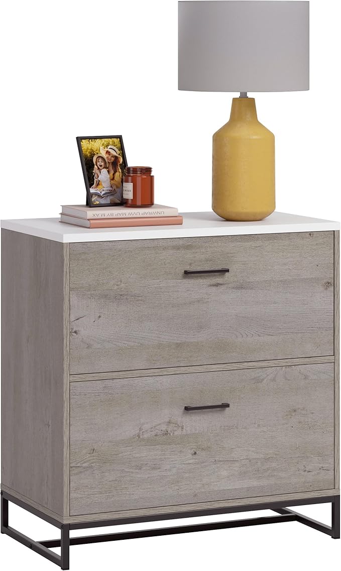 File Cabinet with Lock 2 Drawer Modern Farmhouse Small Storage Cabinet Organizer for HomeOffice Under Desk Locking Drawers Filing CabinetsBrown
