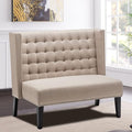 Yongqiang Modern Upholstered Bench with Back Tufted Loveseat Settee for Dining Room Living Room Entryway Sofa Couch Banquette with Wood Legs Khaki