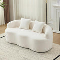 67”Curved Loveseat for Living Room Deep Seat Cloud Loveseat with 2 Throw Pillows Modern Loveseat Adopt Teddy Fabric for Small Spaces The Love Seat Couch No Assembly Needed White Loveseat