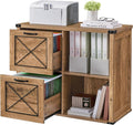 VASAGLE Lateral File Cabinet Filing Cabinet with 2 Drawers Printer Stand 2 Open Compartments Fit A4 Letter Size Hanging File Folders for Home Office Farmhouse Style Honey Brown UOFC049T41