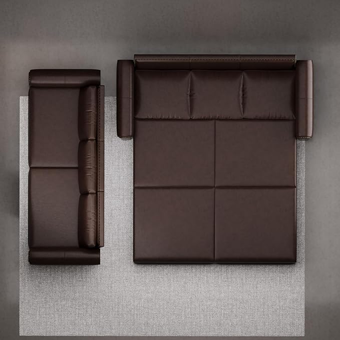 Faux Leather Sleeper Sofa Couch with Pullout Bed 93.7 King Size Sleeper Sofa Bed 3 in 1 Convertible Sofa Bed with Nailhead Trim &amp Rolled Arm for Living Room Office