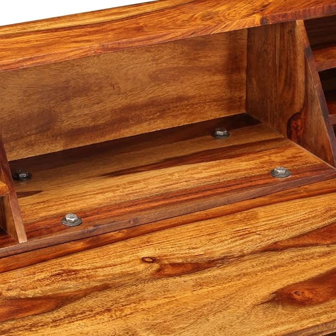 qiangxing Office DeskHome Office DeskStudy TableDesk 43.3x19.7x37 Solid Sheesham Wood and Steel