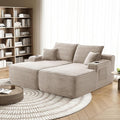 69 Oversized Boneless Sofa Bed Double Chaise Lounge Chair Indoor Plush Corduroy Sectional Couches for Living Room Comfy Cloud Couch No Assembly(Camel)