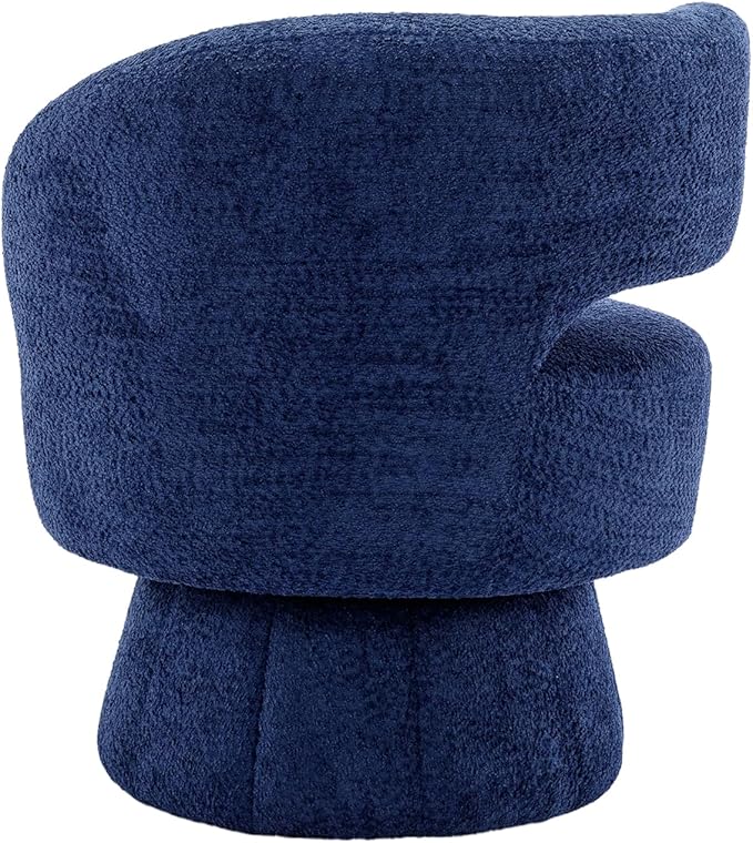 360 Degree Swivel Cuddle Barrel Accent Chairs Round Armchairs with Wide Upholstered Fluffy Fabric Chair for Living Room Bedroom Office Waiting Rooms (Navy B)