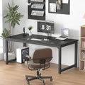 DSHADE 70 Large Computer Desk Thick 1 Tabletop Home Office Workstation Reinforced Metal Frame Adjustable Feet Solid/Modular Design Black/Wood Grain