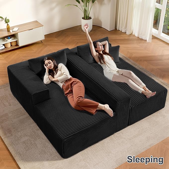 104 Sectional Couches for Living Room Modular Sectional Sofa with Deep Seat L-Shape Couch with Chaise Boneless Couch for Living Room Bedroom No Assembly Required (Flannel Left)