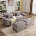 IPKIG 82.6 Sectional Sofa Cloud Couch Modern Chenille Comfy Upholstered 2-Seat Sofa with 2 Ottoman 2 Lumbar Pillow Deep Seat Modular Couch for Living Room Apartment Office Studio Light Grey |