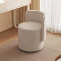 360° Swivel Vanity Chair with Back Modern Upholstered Leather Makeup Chair Comfortable Armless Accent Stool for Bedroom Living Room or Dressing Table Gray