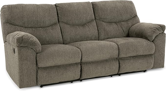 Signature Design by Ashley Alphons Transitional Tufted Reclining Sofa Light Gray