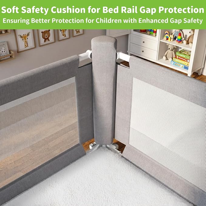 3-Piece Califormia King Size Bed Rail for Toddlers - Adjustable Baby Bed Rail Guard Kids Safety for Califormia King Size Bed (82.7x82.7x70.8-Grey)
