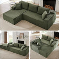 104 Boneless Sectional Couches L Shaped Couch with Deep Seat for Living Room Apartment Corduroy Memory Foam Couch with Comfy Pillows (Saga Green Left Chaise)