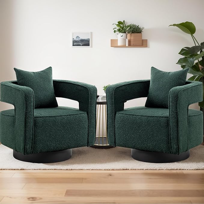 Chifee &amp Vingol 28.9 Boucle Modern Swivel Accent Barrel ChairGreen