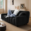 73 Boucle Cloud Sofa Couch with 2 Soft PillowsComfy Upholstered Teddy 2 Seater LoveSeat SofaModern Deep Seat Sherpa Cloud Couch Oversized Love Seat for Living Room Bedroom Apartment Black