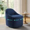 LINSY Swivel Accent Chair with Storage Comfy Chenille Barrel Chairs Small 360 Swivel Modern Armchair for Living Room Bedroom Boucle Reading Chair for Study Room (Blue)