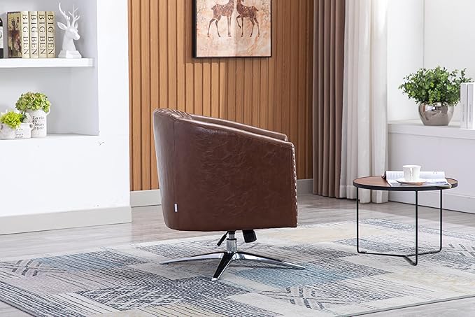 wivel Barrel Chair Living Room Chair with Nailheads and Metal Base