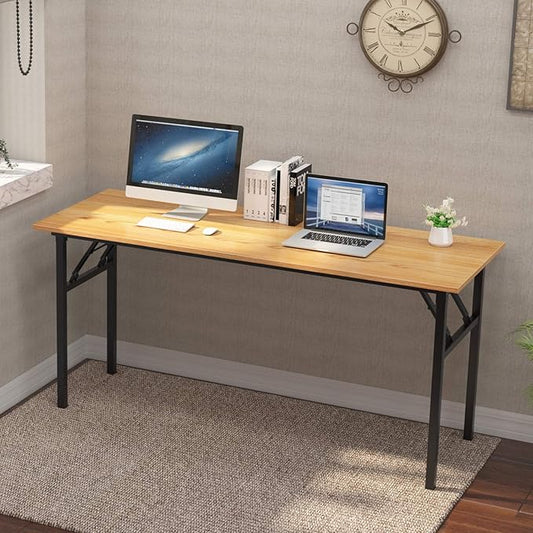 SogesGame Computer Desk62 Inch Large Desk Modern Simple Style Folding TablesHome Office Writing Desk Space Saving Foldable Table No Install Needed AC5BB-157-S8-US
