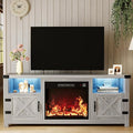 YESHOMY LED Fireplace TV Stand with Mood Lighting TV Cabinet with Open Shelf Farmhouse Media Console with Hidden Cable Routing Entertainment Center for Televisions up to 65+ Inch Gray Wash
