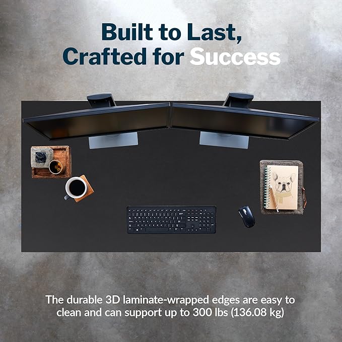 Vari Table 60x24 - Modern Computer Desk with Durable Laminate Finish and Slim Legs - Ideal for Gaming Home or Office - Stand-Alone Workstation or Corner Side Table - Black