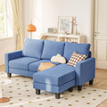 YESHOMY Small Couches for Living Room Modern Sectional Couch Comfy Sofa with L-Shaped Chaise Convertible Sofas with Ottoman and Side Pockets for Small Space Blue