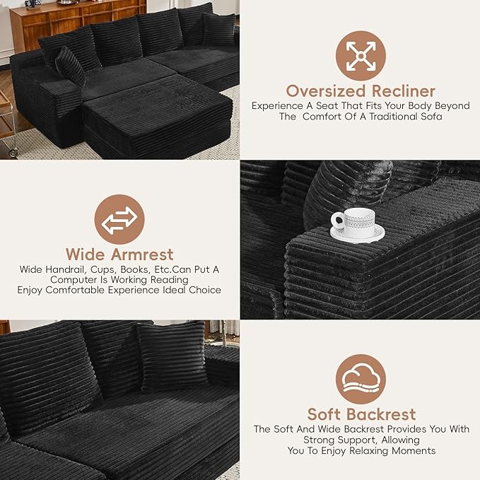 106 Modular Cloud Sofa - Boneless Couch Convertible Sectional with High Density Foam 4-in-1 Sofa Bed/Tatami/L-Shape Couch No Assembly Required