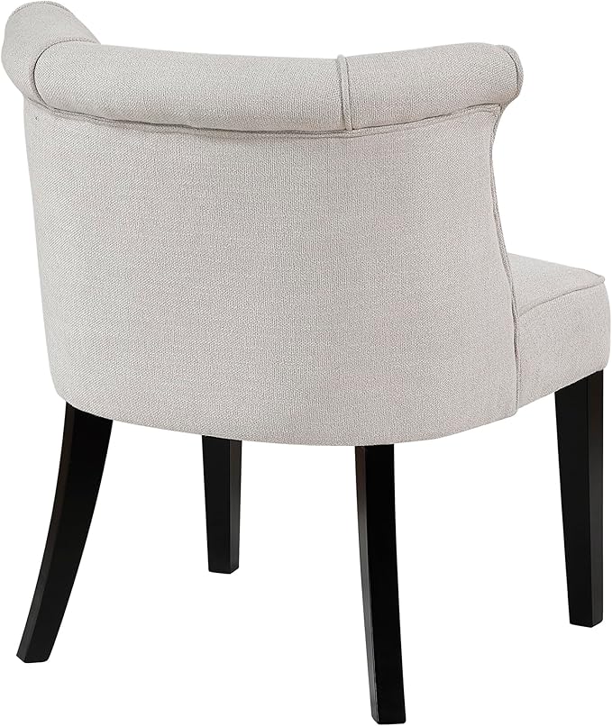 Lexicon Accent Chair Textured Fabric Upholstered Armless Seat with Solid Wood Legs Curved Back Comfy Side Chairs for Living Room/Bedroom/Office/Waiting Area Beige