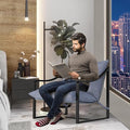 Garvee Modern Accent Chair Set of 2 with Metal Frame &amp Armrest Upholstered Reading Chair with Soft Foam Cushion Sling Lounge Chair for Living Room Bedroom Office Apartment Cozy Armchair Gray