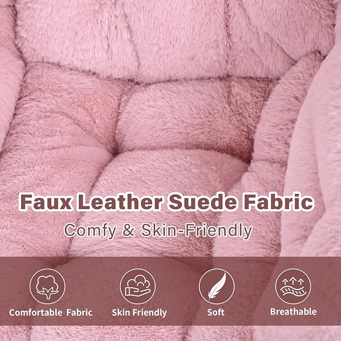 Lazy Chair with Ottoman Modern Accent Chair Lounge Leisure Sofa Chair with Armrests Reading Chair and Folding Footstool for Living Room Bedroom Office Plush Pink