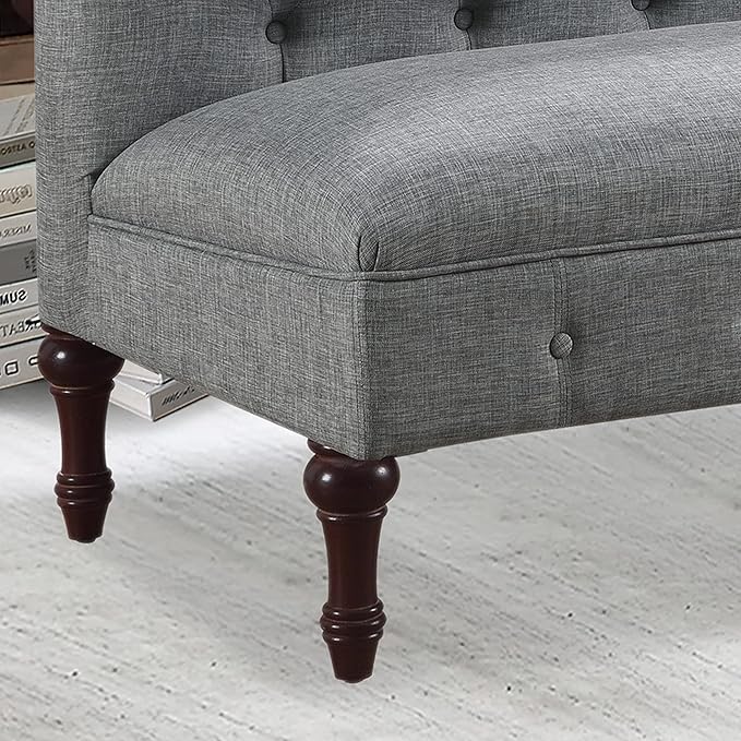 Rosevera Larkin Upholstered Tufted Fine Polyester Chair Loveseat Sofa Bench with Armless Design Easy Assembly for Living Room Bedroom Grey