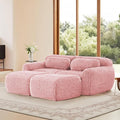 80 Sectional Couches for Living Room Comfy Boneless Couch 2 Seater Cloud Sofa Compressed Loveseat with 2 Ottomans Modern Love Seat in a Box Fluffy Plush Floor Couch No Assembly (Pink)