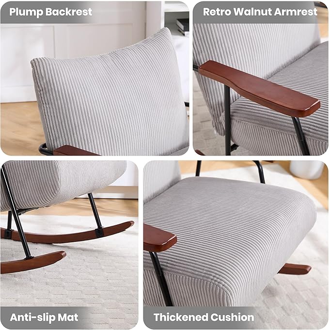 Modern Accent Chair Arm Chair Living Room Rocking Chair Metal e