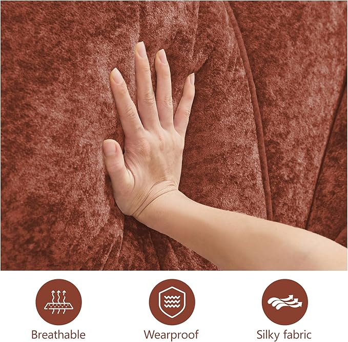 110.6 L Shaped Boneless Couch Modern 3 Seater Modular Sectional Sofa Convertible Velvet Modular Cloud Sofa with Ottoman &amp Deep Seat Free Combination Upholstered Couches for Living Room Red