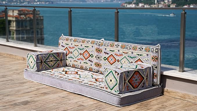 Loveseat Floor Cushions Custom Floor Sofas Arabic Majlis Reading Nook Single Sofa Turkish Sofa Sectional Sofa Entryway Sofa (Gray)