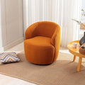 25.6'' Teddy Swivel Accent Chair for Living Room Small Round Swivel Chairs with Metal Base for BedroomBarrel Chairs for Bedroom Corner Or Small Spaces Cozy (Caramel)