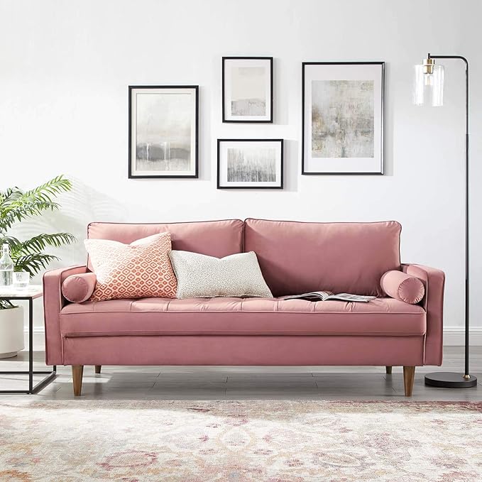 Modway EEI-3764-DUS Valour Performance Velvet Sofa Dusty Rose
