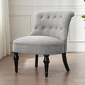 Armless Accent Chair Living Room Chairs with Wooden Legs Comfy Tufted Bedroom Chair Upholstered Chair for Reading Rooms Reception Apartments and Dormitories (Grey)